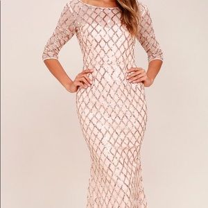 Rose gold sequin maxi dress